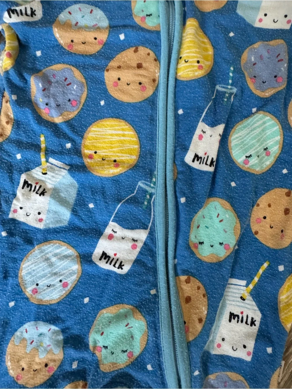 Little Sleepies Blue Cookie & Milk Print Convertible One-Piece